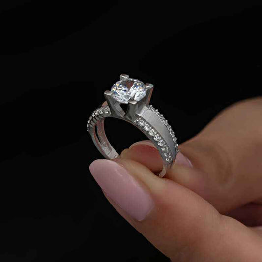 Single Stone Women's Silver Ring