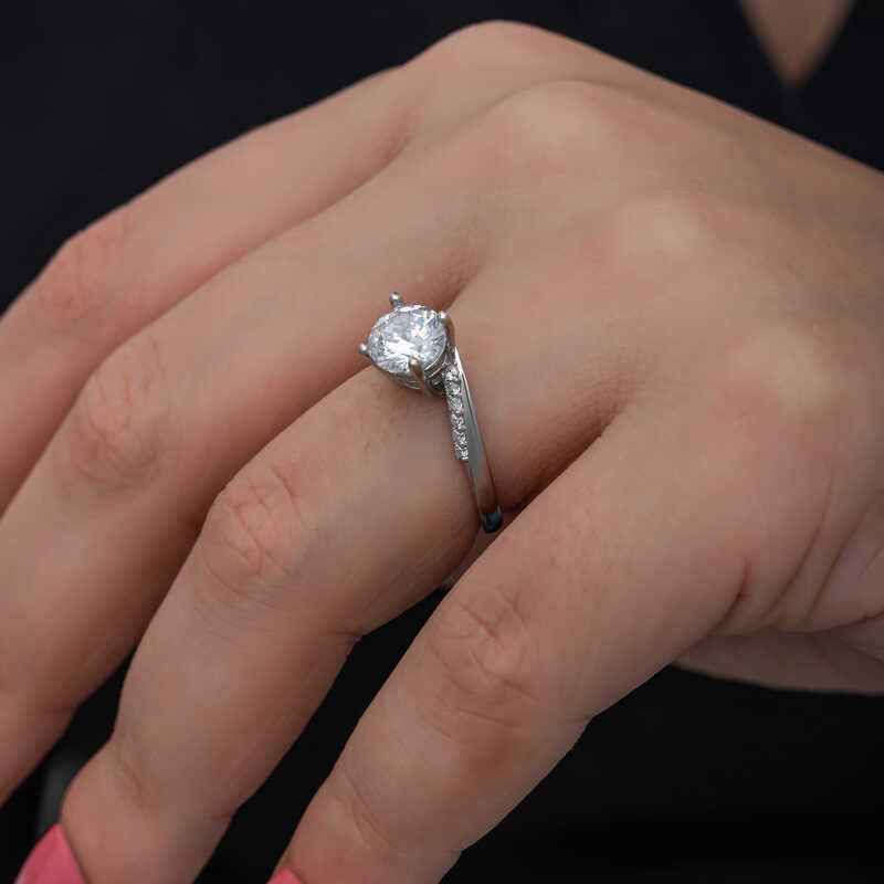 Single Stone Women's Silver Ring