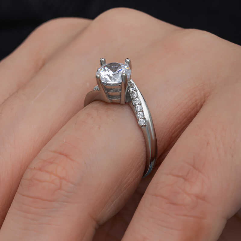 Single Stone Women's Silver Ring