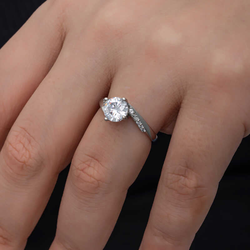 Single Stone Women's Silver Ring