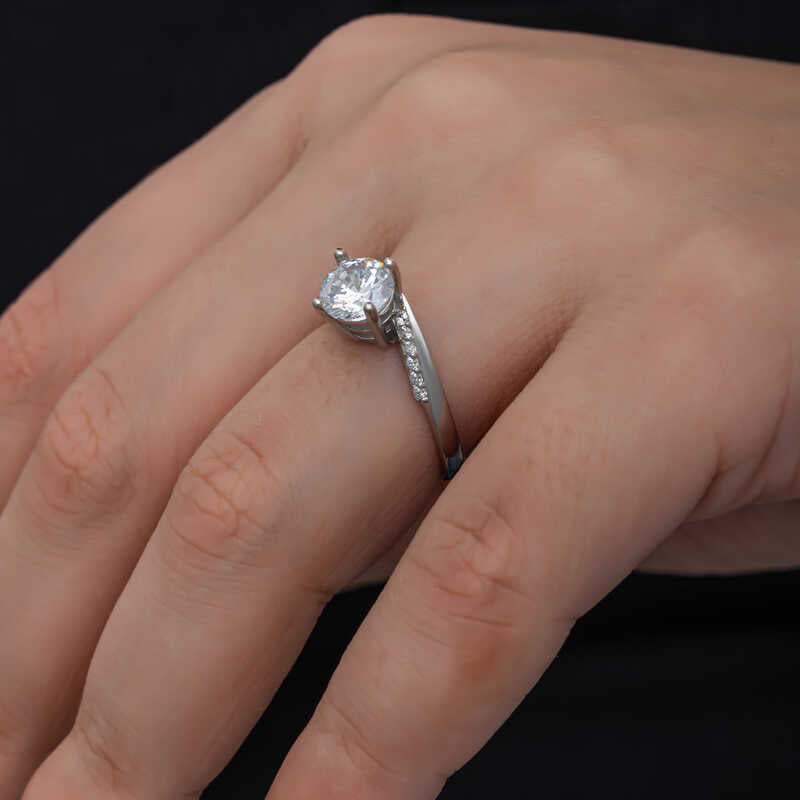 Single Stone Women's Silver Ring
