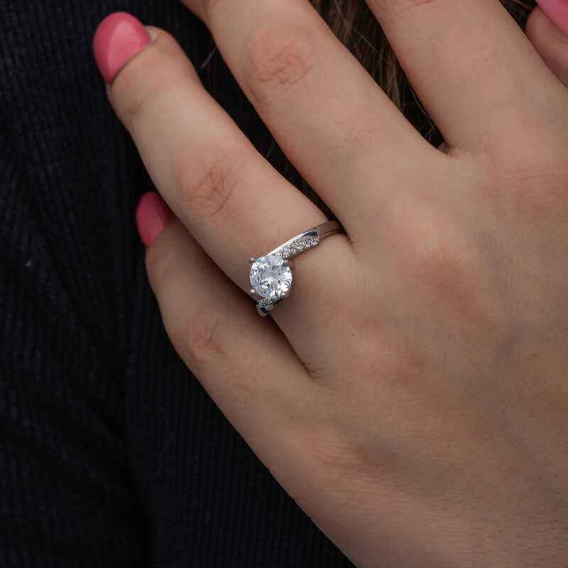 Single Stone Women's Silver Ring