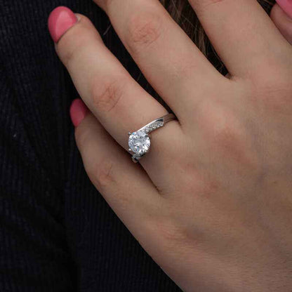 Single Stone Women's Silver Ring