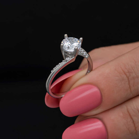 Single Stone Women's Silver Ring