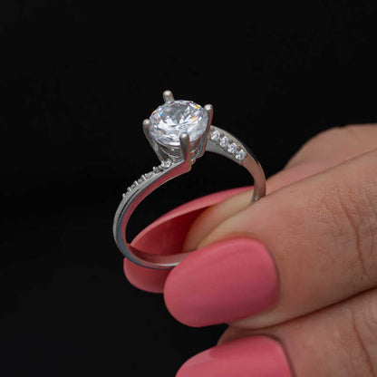 Single Stone Women's Silver Ring