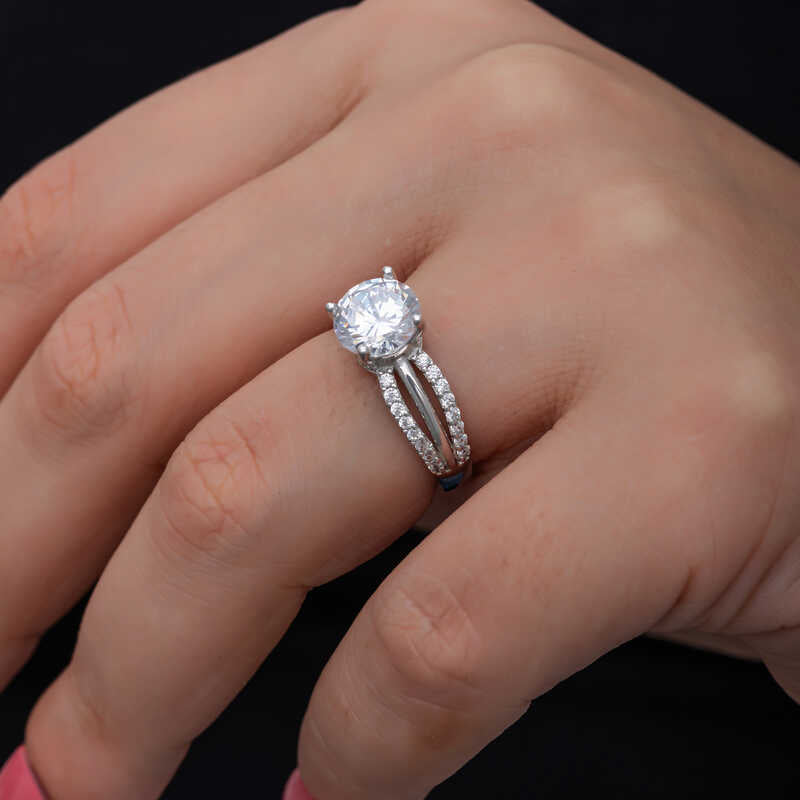Single Stone Women's Silver Ring