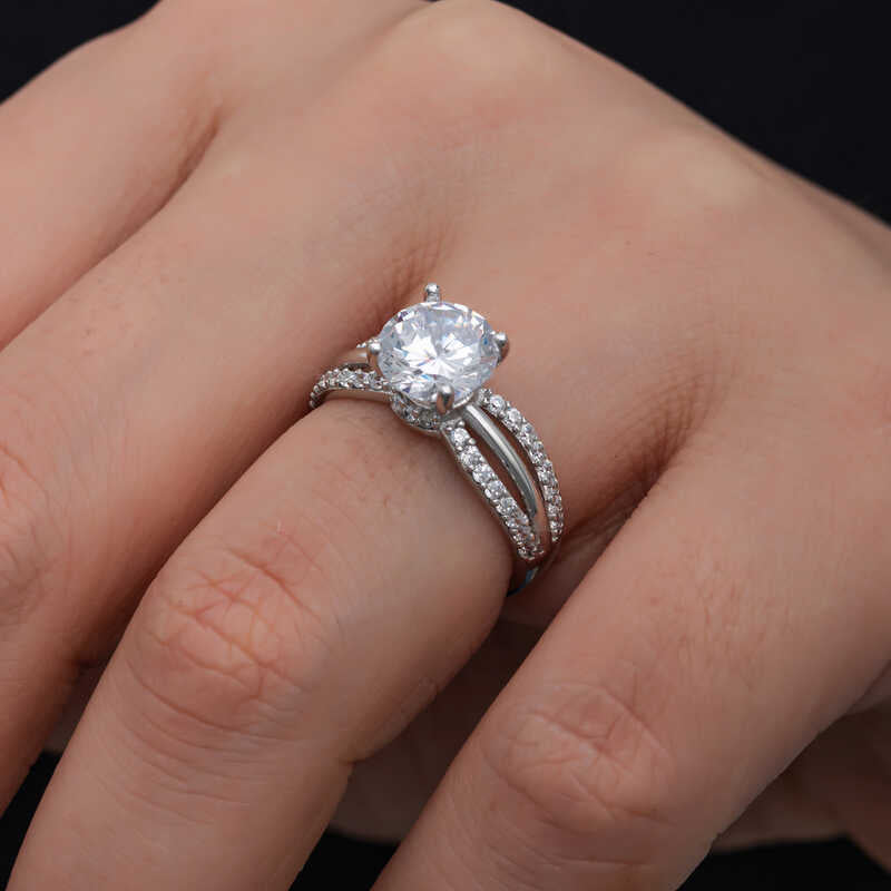 Single Stone Women's Silver Ring