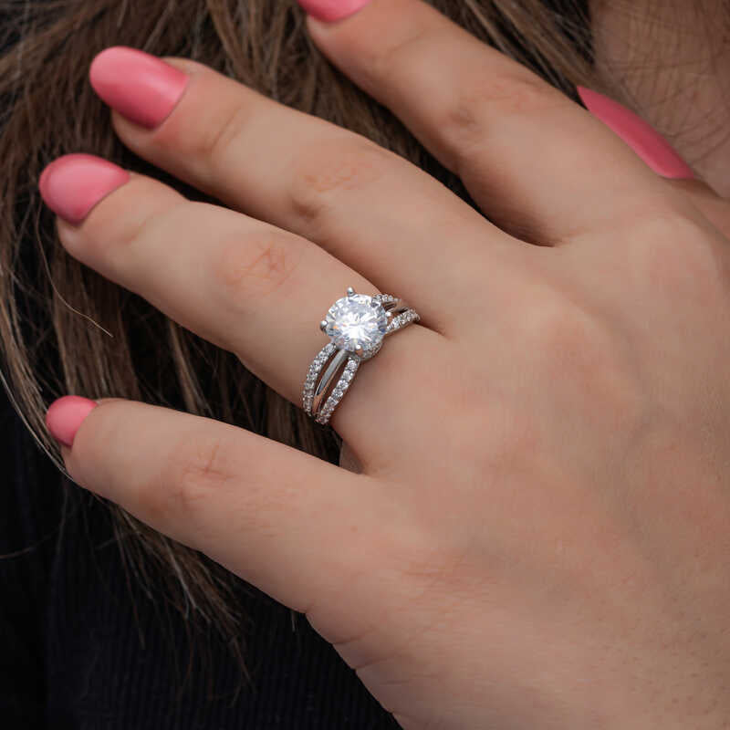 Single Stone Women's Silver Ring