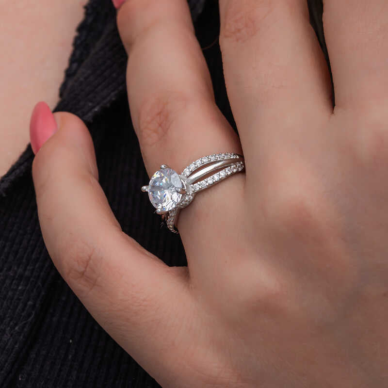 Single Stone Women's Silver Ring