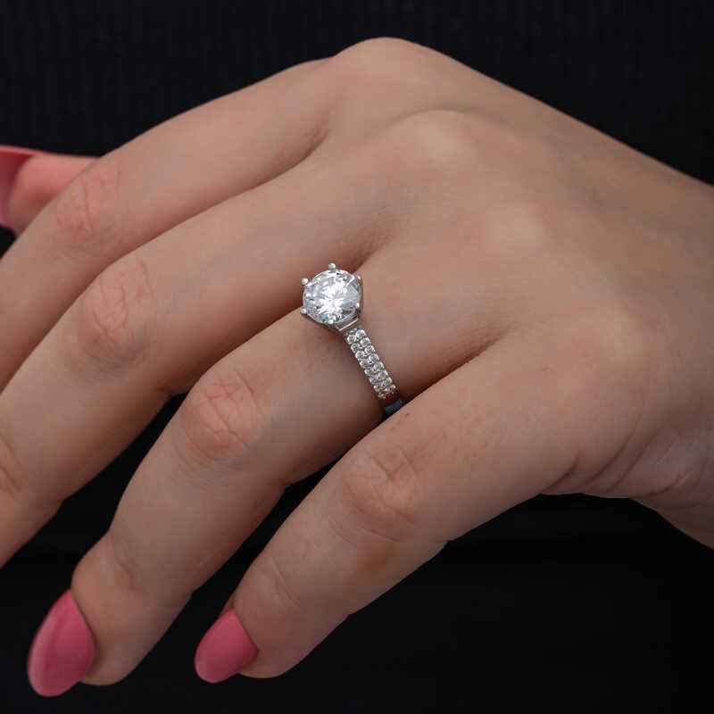 Single Stone Women's Silver Ring