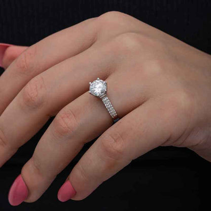 Single Stone Women's Silver Ring