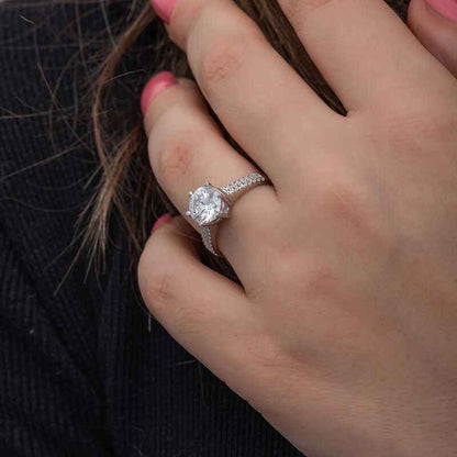 Single Stone Women's Silver Ring