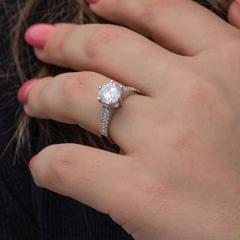 Single Stone Women's Silver Ring