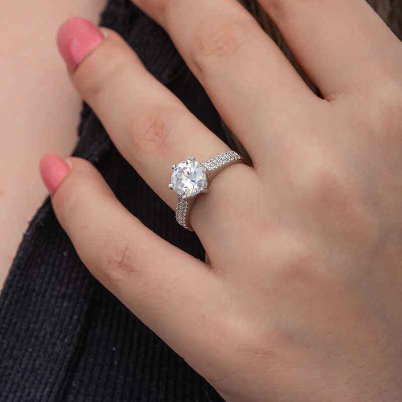 Single Stone Women's Silver Ring
