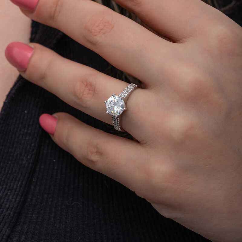 Single Stone Women's Silver Ring