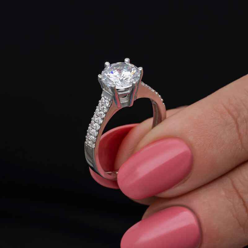 Single Stone Women's Silver Ring