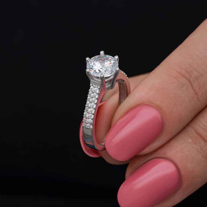 Single Stone Women's Silver Ring