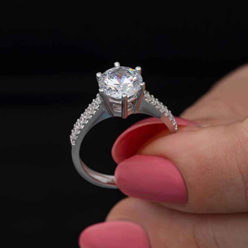 Single Stone Women's Silver Ring