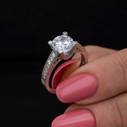 Single Stone Women's Silver Ring