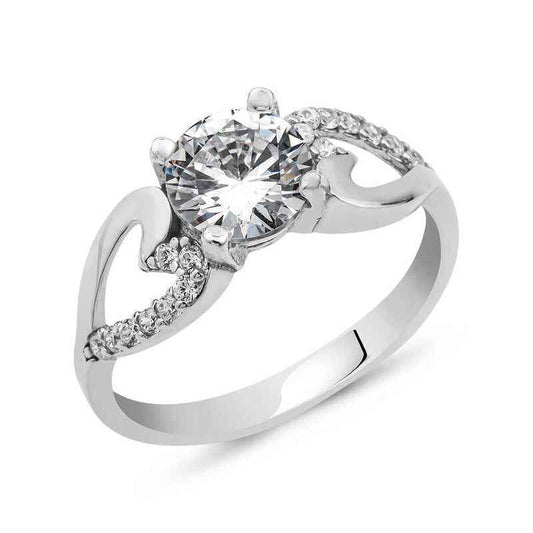 Single Stone Heart Silver Ring