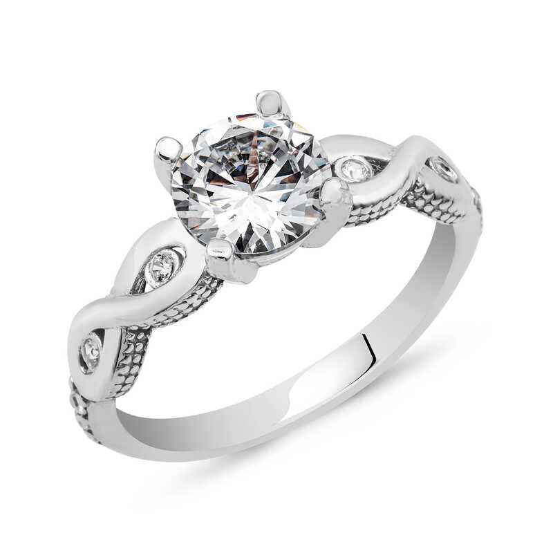 Single Stone Infinity Silver Ring