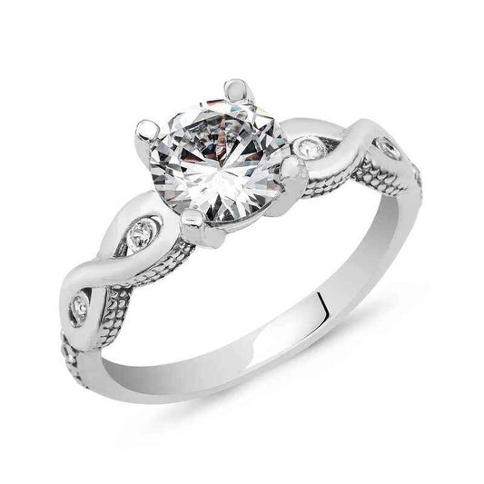 Single Stone Infinity Silver Ring