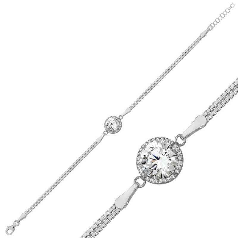 Single Stone Women's Silver Bracelet