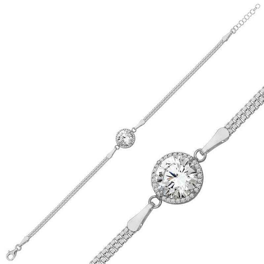 Single Stone Women's Silver Bracelet