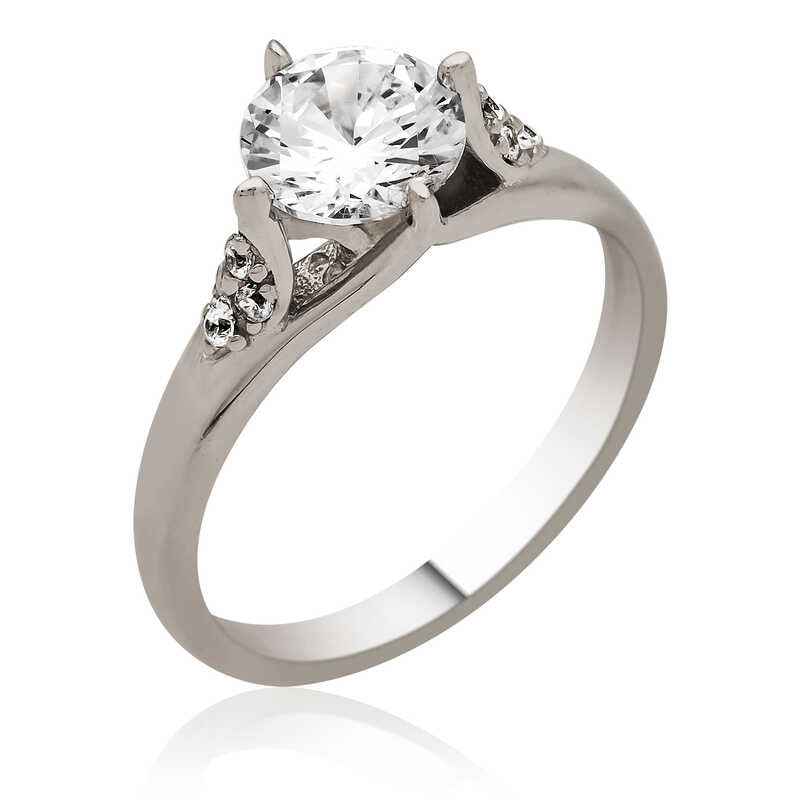 Single Stone Women's Silver Ring