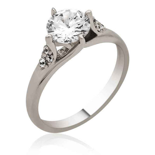 Single Stone Women's Silver Ring