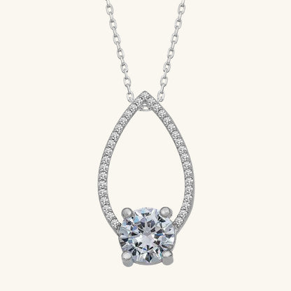Single Stone Drop Women's Silver Necklace