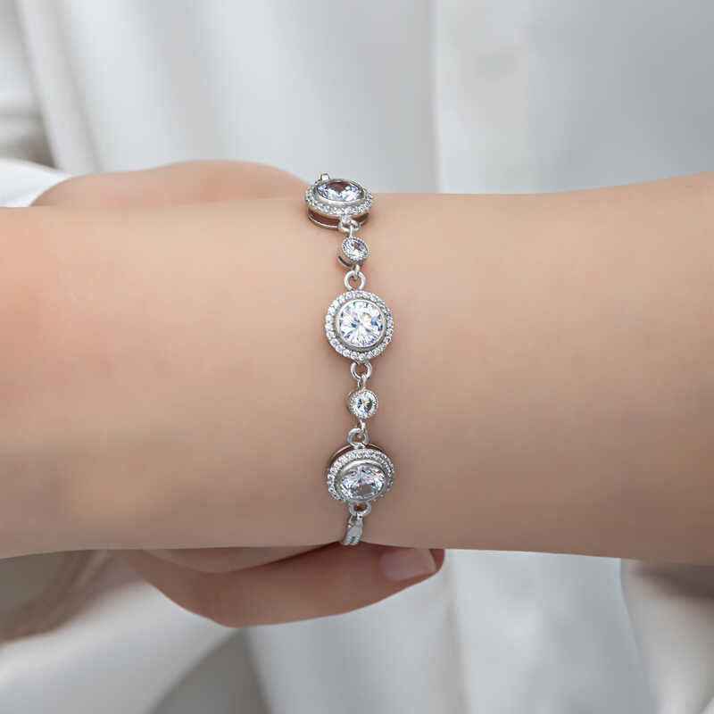 Single Stone Women's Silver Bracelet