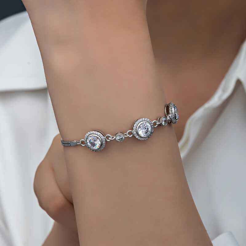 Single Stone Women's Silver Bracelet