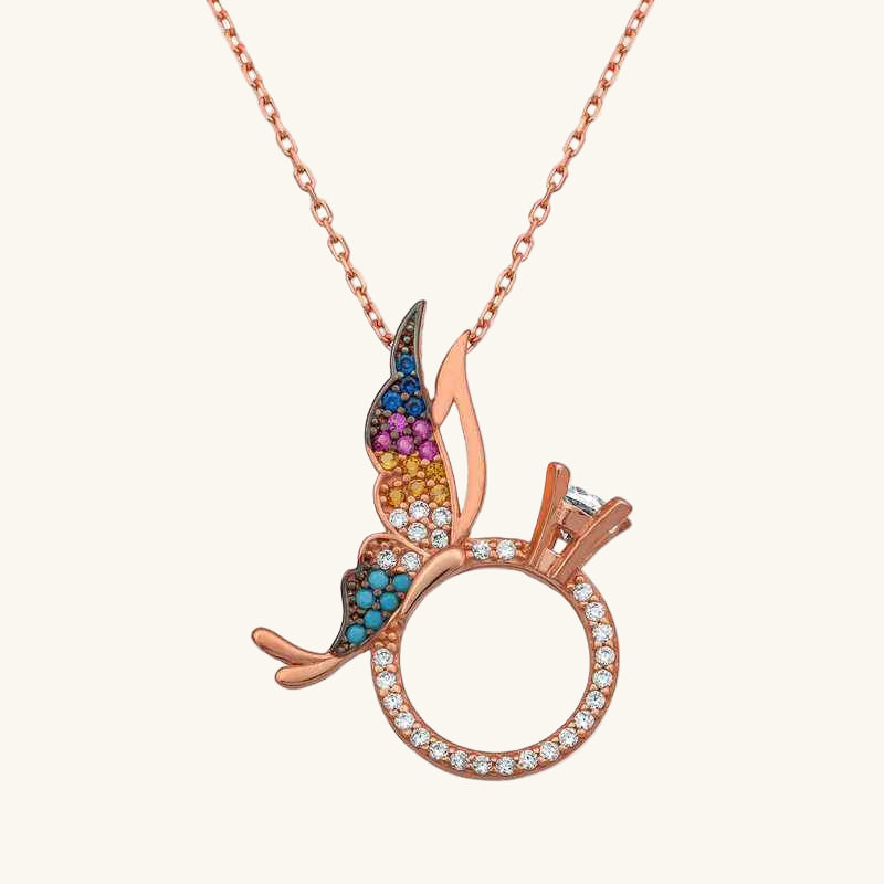 Single Stone Butterfly Ring Silver Pendant