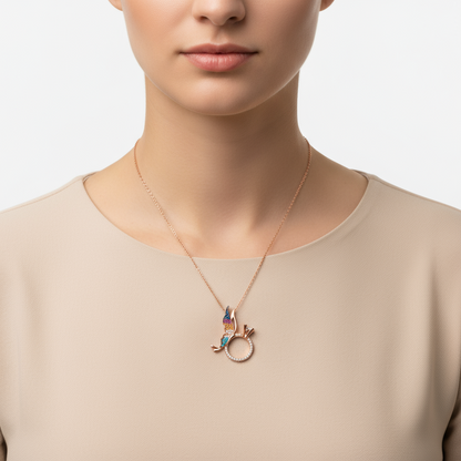 Single Stone Butterfly Ring Silver Necklace