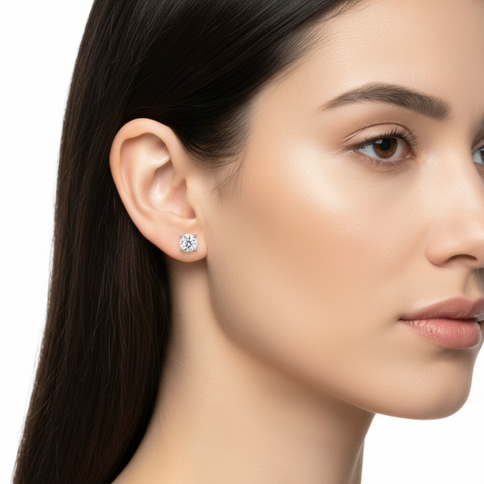 Runde Zirkon-Ohrringe mit einem Stein in Silber – 7 mm