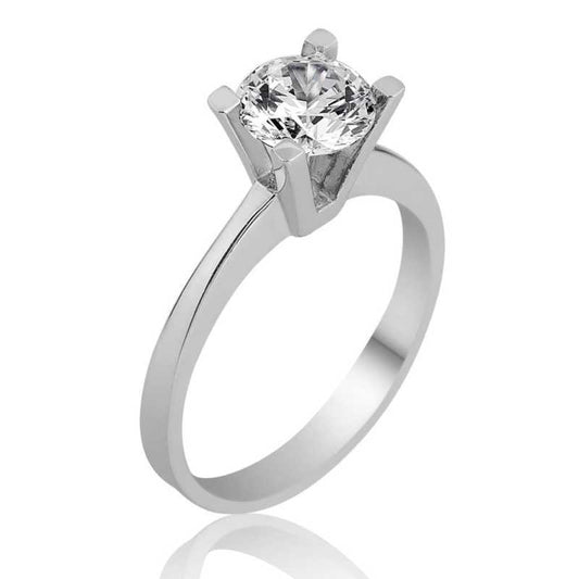 Single Stone Women's Silver Ring