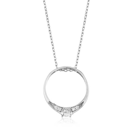 Single Stone Ring Women's Silver Necklace