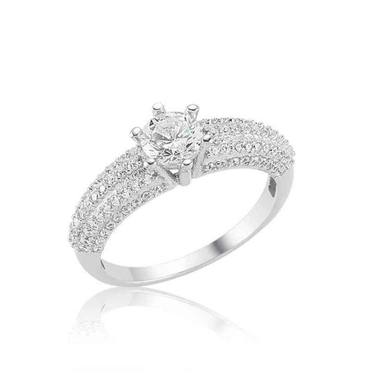 Single Stone Women's Silver Ring