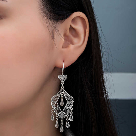 Telkari Dangle Damen Silber Ohrringe