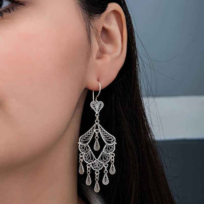 Telkari Dangle Women's Silver Earrings