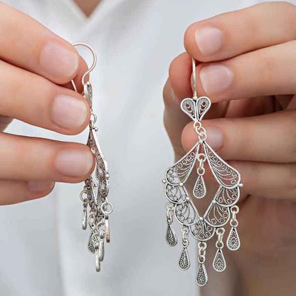 Telkari Dangle Women's Silver Earrings
