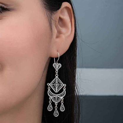 Silver Filigree Dangle Women's Earrings