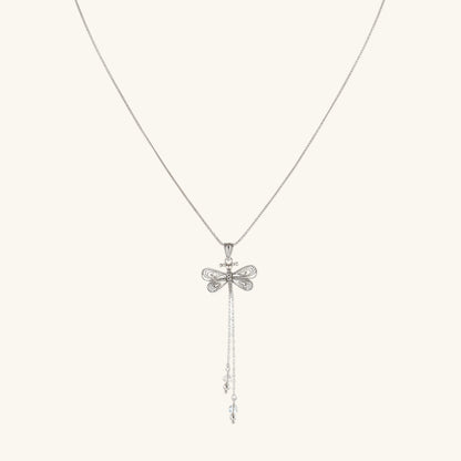 Telkari Dragonfly Women's Silver Necklace