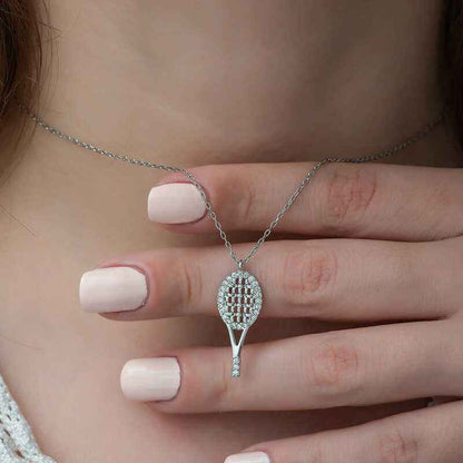 Tennis Racket Women's Silver Necklace