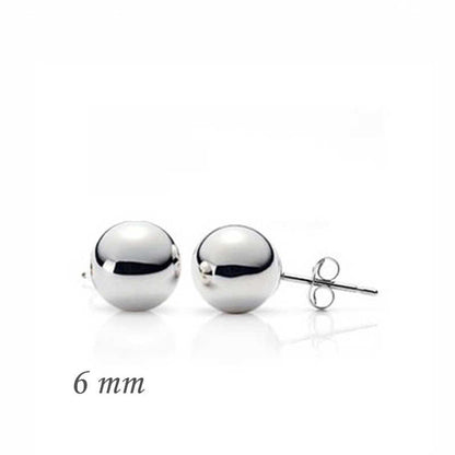 Silver Ball Earrings - 6 mm