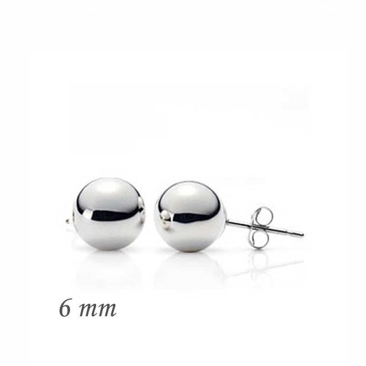 Silver Ball Earrings - 6 mm
