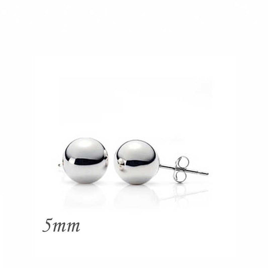 Silver Ball Earrings - 5 mm