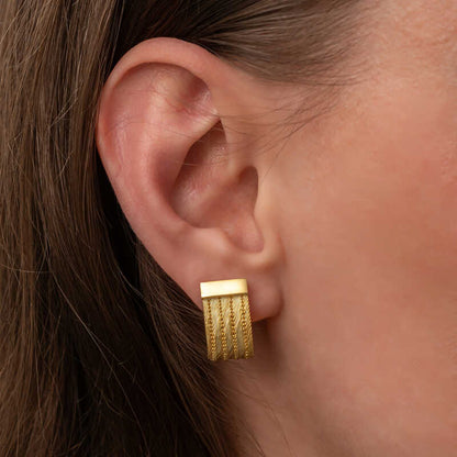 Mesh Stud Women's Silver Earrings
