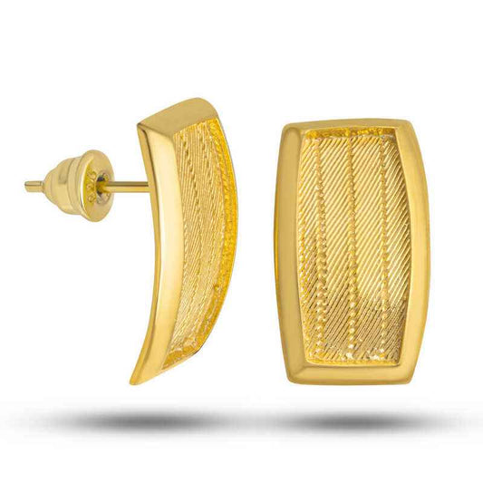Trabzon Mesh Women's Gold Plated Silver Earrings